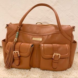 Lily Jade Elizabeth Diaper Bag in Camel & Gold EUC